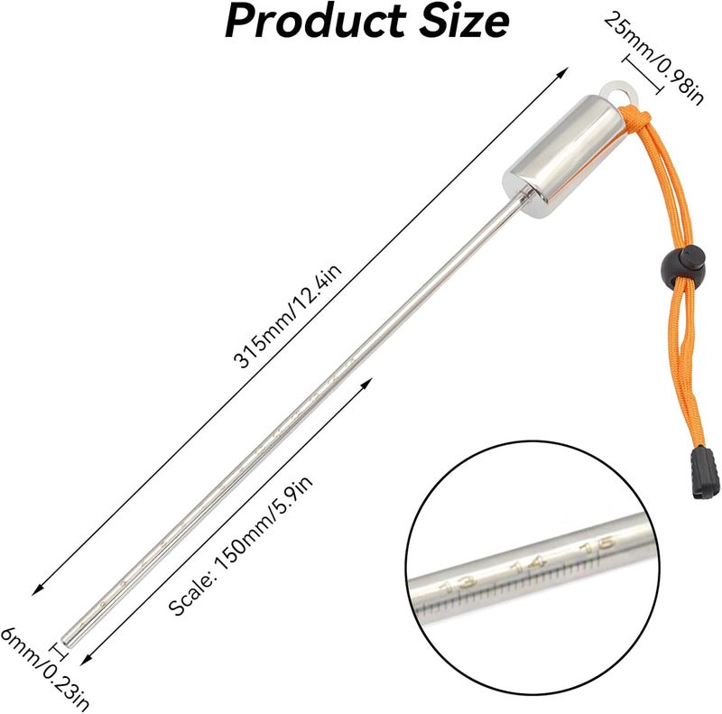 Frdhee Scuba Diving Stick 12", 316 Stainless Steel Scuba Stick Pointer Rod Tickle Stick Pointer Rod with Measurement Adjustable Lanyard and Swivel Snap Bolt for Underwater Shaker Noise Maker - Image 2